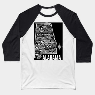 Alabama Map Baseball T-Shirt